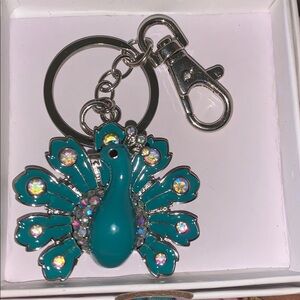 Aurora borealis peacock bag/purse charm Keychain